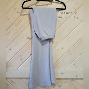 Stretchy silver, flare maternity leggings